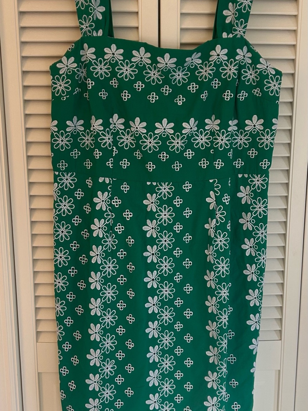 Ann Taylor Green Dress with White Floral Embroidery-NWT-Size 12